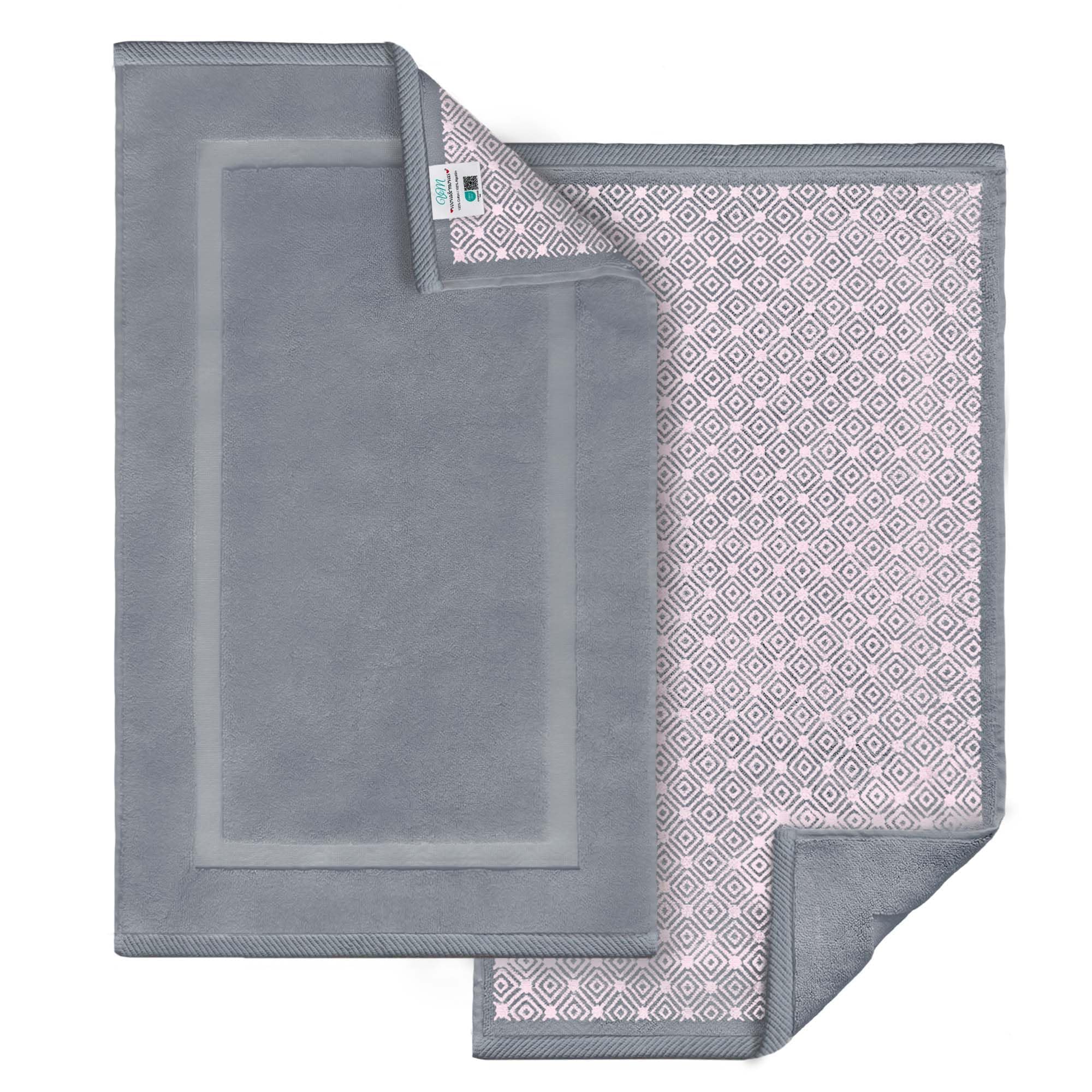VOOVA & MOVAS White Hotel-Grade Quality Cotton Bath Mats Set of 2 - Non Slip Design, Thick 1000gsm, Absorbent, Machine Washable, Large 22"x35" Bathroom Floor Towels, Safe for Bath Floors