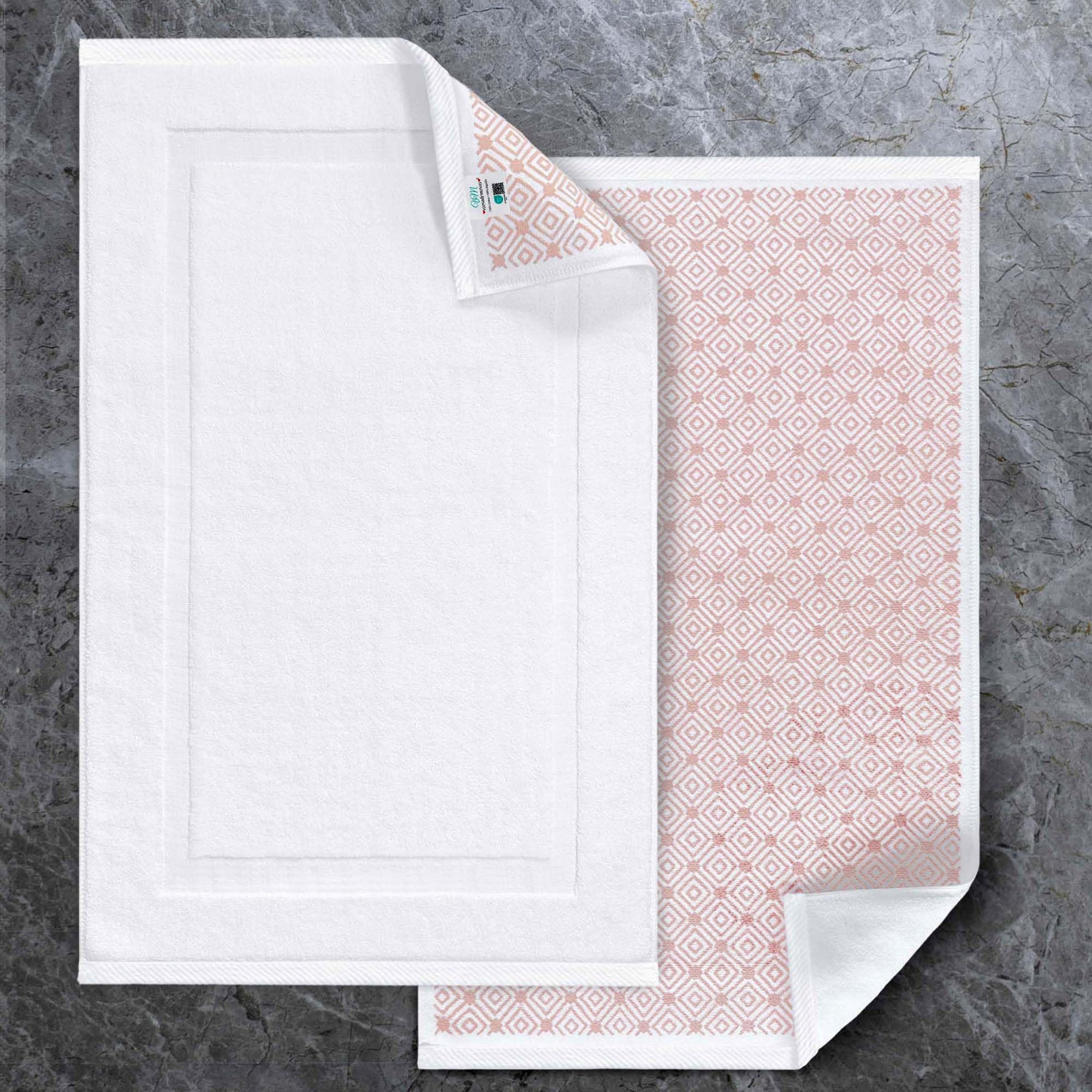 VOOVA & MOVAS White Hotel-Grade Quality Cotton Bath Mats Set of 2 - Non Slip Design, Thick 1000gsm, Absorbent, Machine Washable, Large 22"x35" Bathroom Floor Towels, Safe for Bath Floors