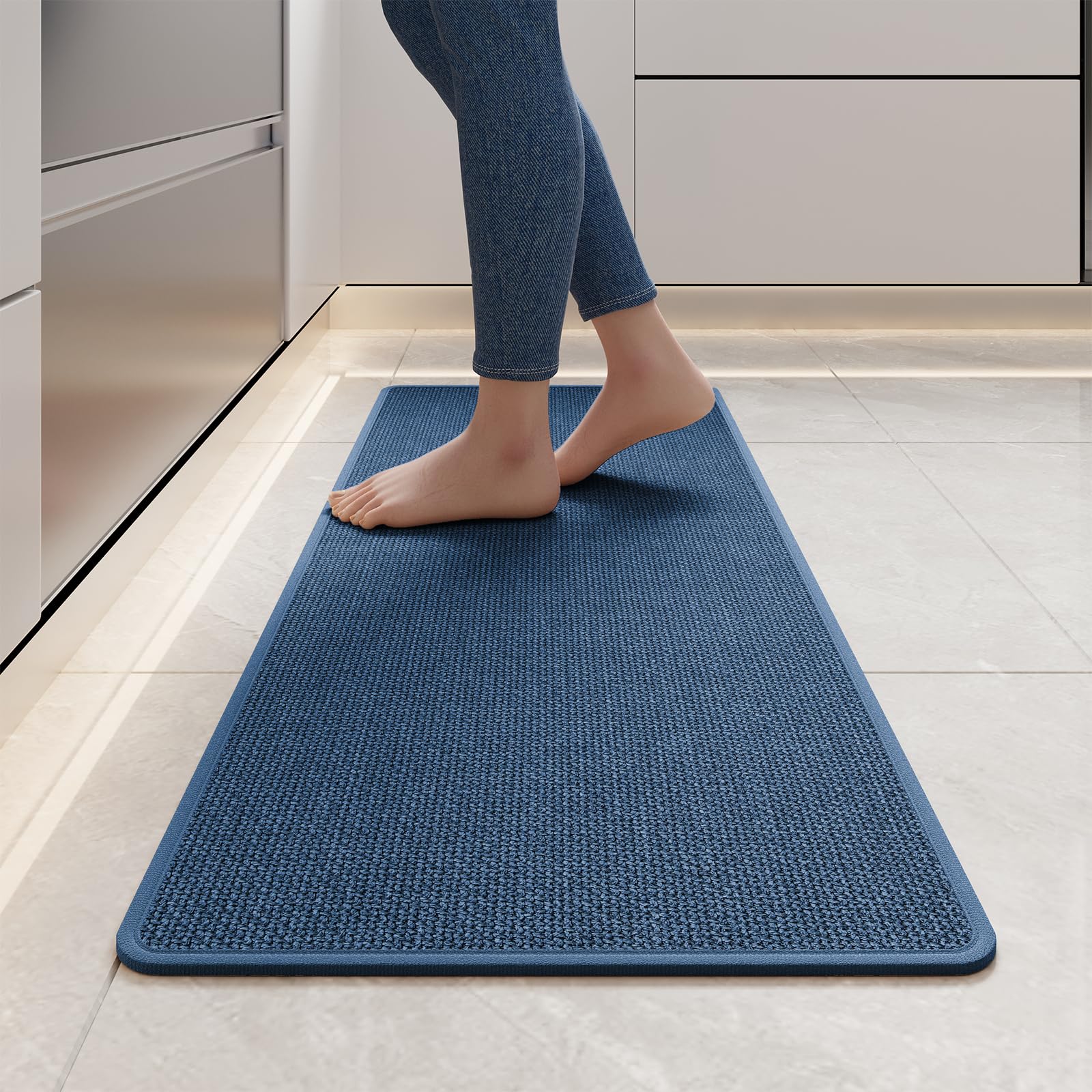YDKGL Kitchen Mat Set of 2 PCS, Cushioned Non Slip Rugs for Kitchen Floor, Absorbent Runner Comfort Standing Mats Washable for Kitchen, Office, Home Red 17x30+17x59