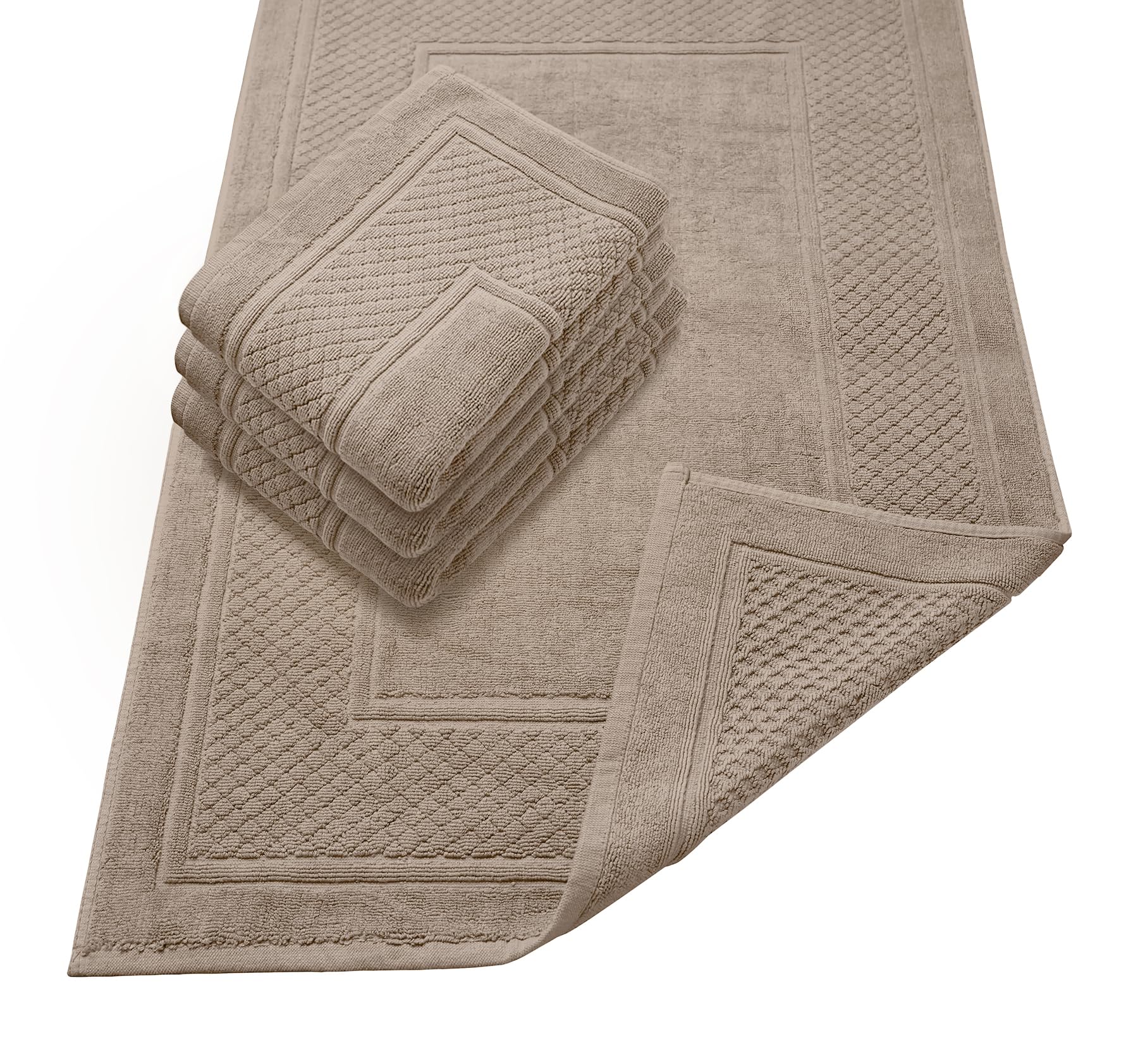 Avalon Towels Grey Bath Mat - 100% Cotton Set of 2 Absorbent Bathmat - Bathroom Mats Quick Dry Bath Mats for Bathrooms (22x34 Inches)