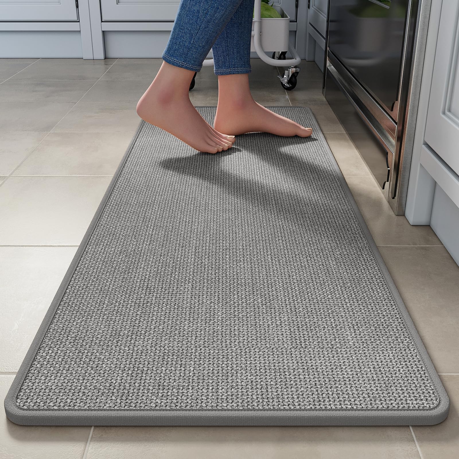 YDKGL Kitchen Mat Set of 2 PCS, Cushioned Non Slip Rugs for Kitchen Floor, Absorbent Runner Comfort Standing Mats Washable for Kitchen, Office, Home Red 17x30+17x59