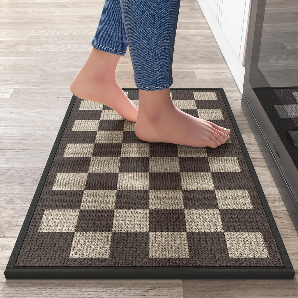 YDKGL Kitchen Mat Set of 2 PCS, Cushioned Non Slip Rugs for Kitchen Floor, Absorbent Runner Comfort Standing Mats Washable for Kitchen, Office, Home Red 17x30+17x59