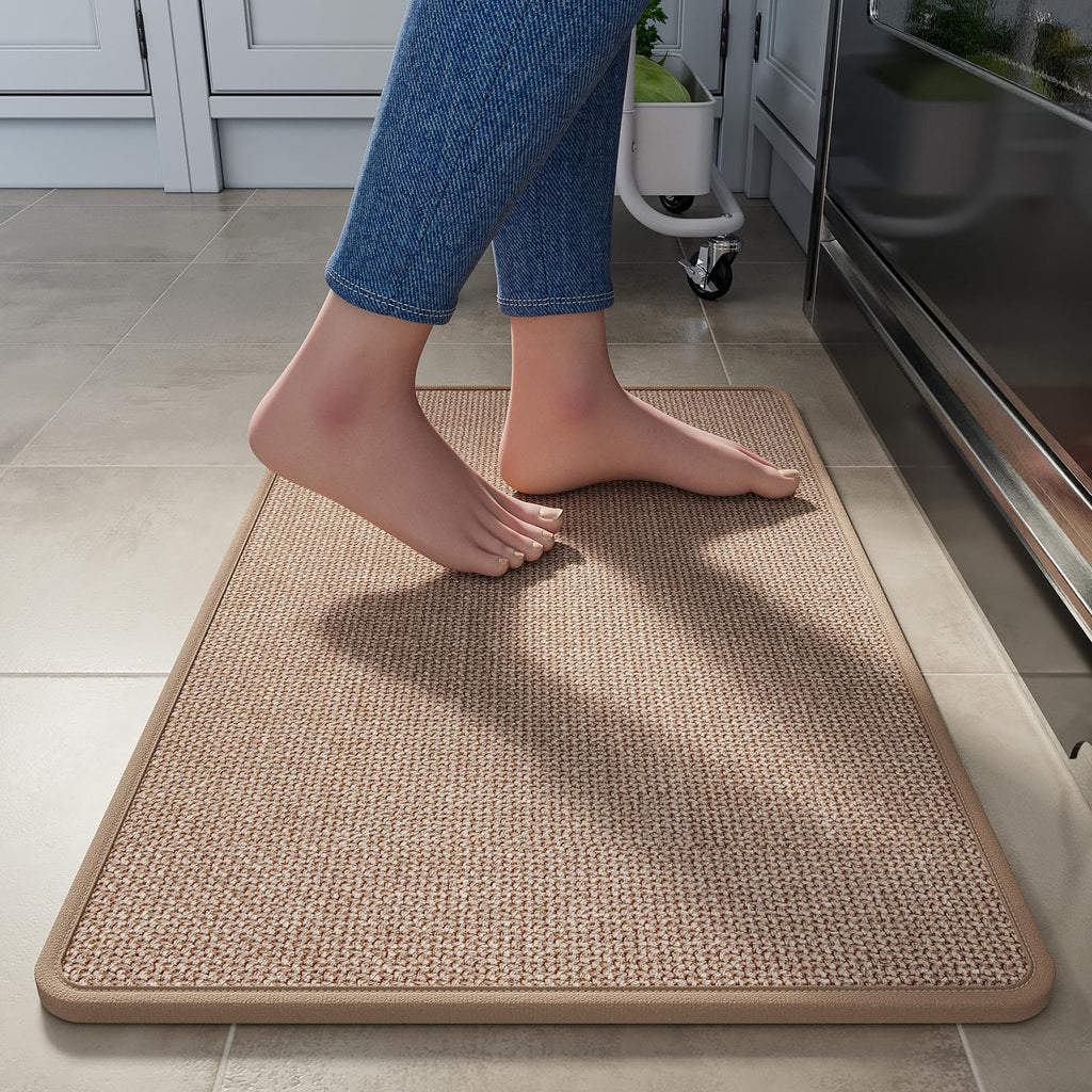YDKGL Kitchen Mat Set of 2 PCS, Cushioned Non Slip Rugs for Kitchen Floor, Absorbent Runner Comfort Standing Mats Washable for Kitchen, Office, Home Red 17x30+17x59