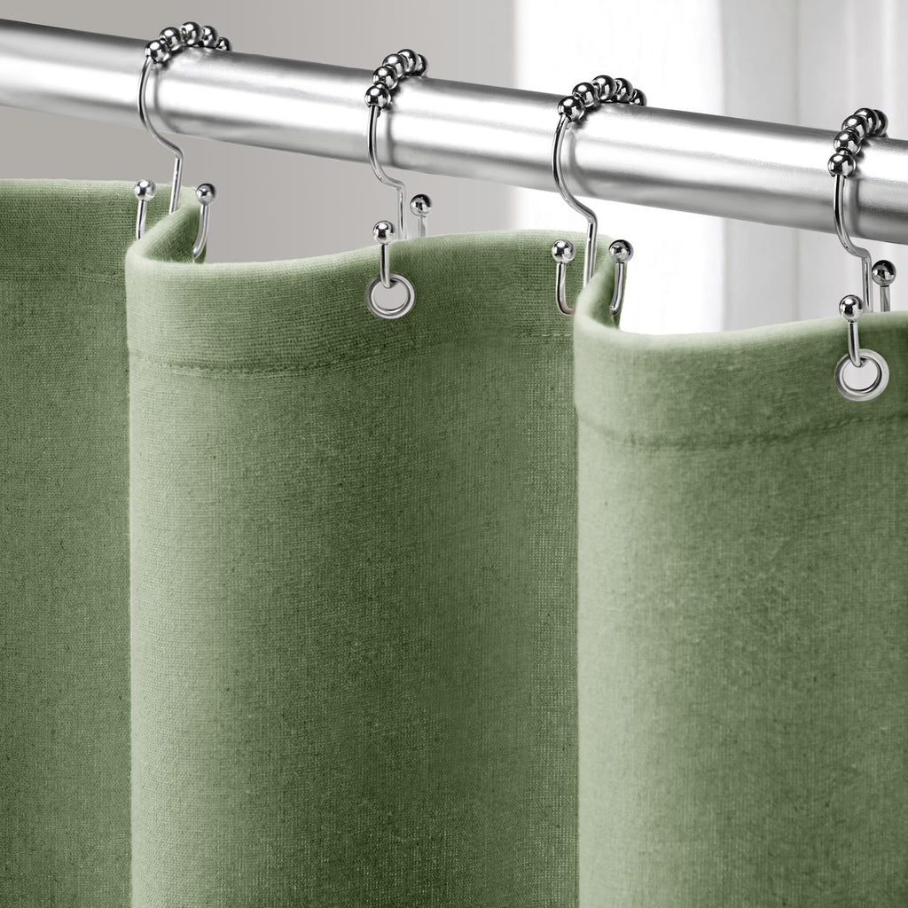 Linen Shower Curtain Beige, Fabric Boho Farmhouse Shower Curtains for Bathroom Cream Cotton Natural Cloth 72" W x 72" L