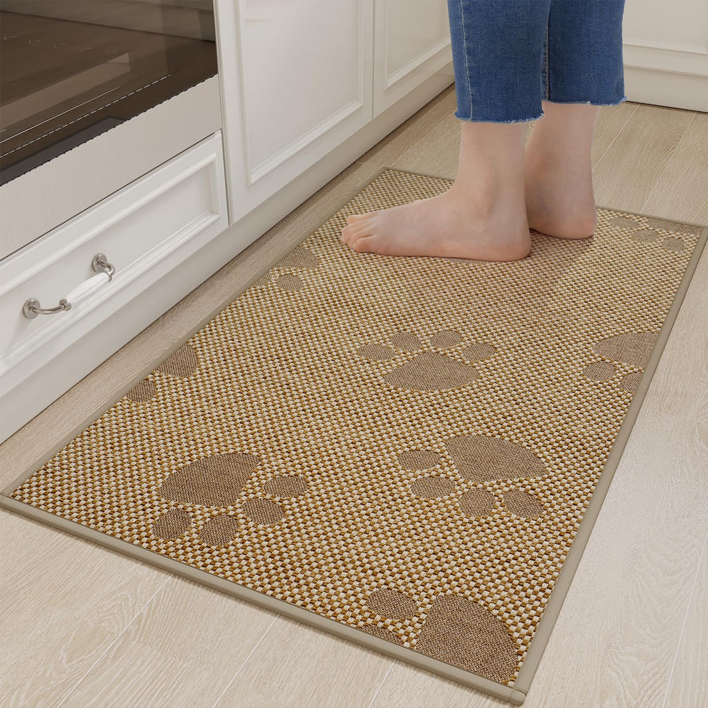 YDKGL Kitchen Mat Set of 2 PCS, Cushioned Non Slip Rugs for Kitchen Floor, Absorbent Runner Comfort Standing Mats Washable for Kitchen, Office, Home Red 17x30+17x59