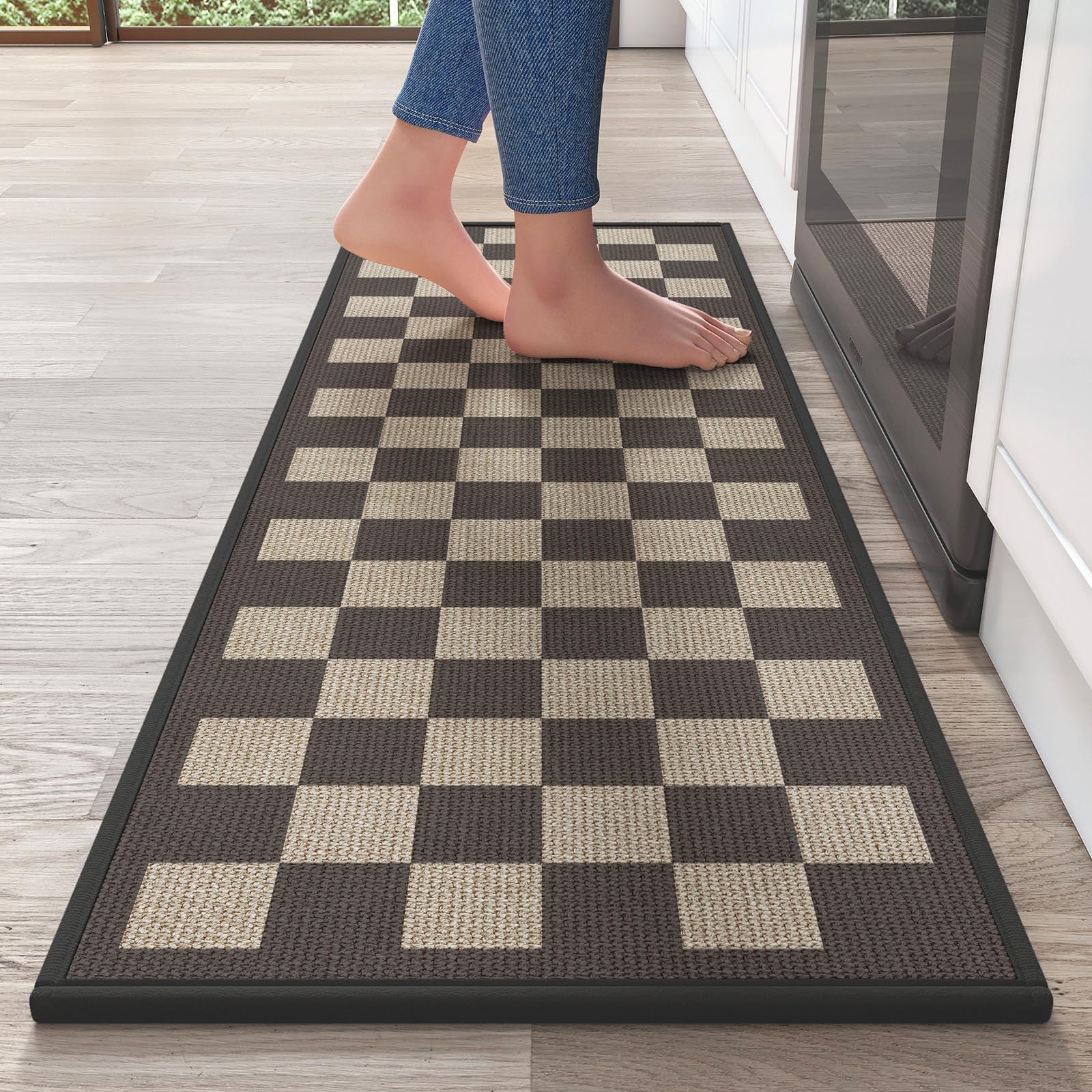 YDKGL Kitchen Mat Set of 2 PCS, Cushioned Non Slip Rugs for Kitchen Floor, Absorbent Runner Comfort Standing Mats Washable for Kitchen, Office, Home Red 17x30+17x59