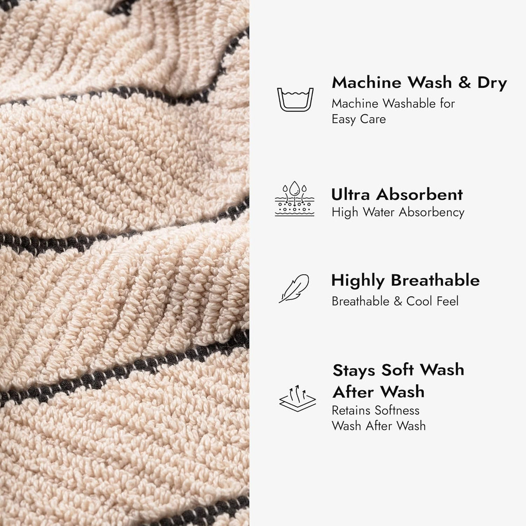 Herringbone Bath Mat Set of 2, Turkish Cotton Tencel Blend, Absorbent Quick Dry, 20x32 Inch, Oeko-TEX Certified, Made in Turkey