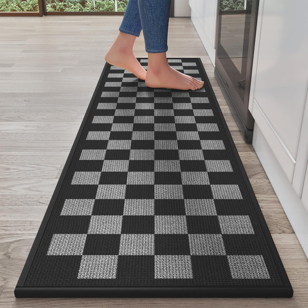 YDKGL Kitchen Mat Set of 2 PCS, Cushioned Non Slip Rugs for Kitchen Floor, Absorbent Runner Comfort Standing Mats Washable for Kitchen, Office, Home Red 17x30+17x59