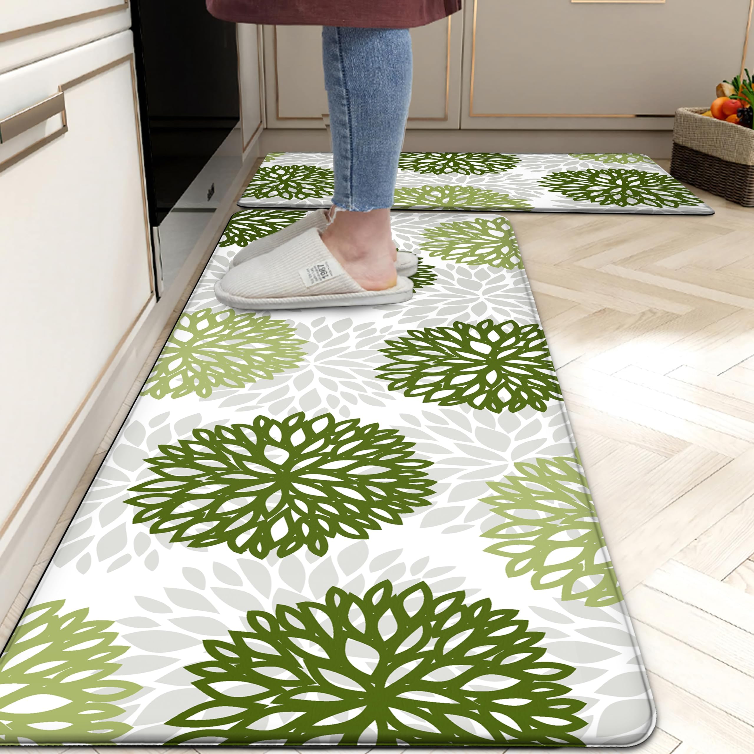 Kitchen Mats Set of 2 Cushioned Anti Fatigue Kitchen Rugs Non Slip Waterproof Kitchen Runner Memory Foam Kitchen Floor Mat Comfort Standing Mat for Sink,Office,Laundry