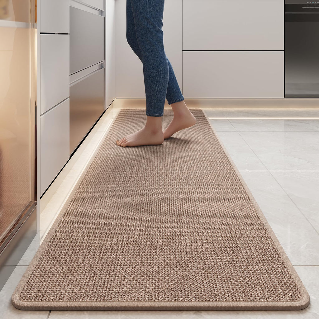 YDKGL Kitchen Mat Set of 2 PCS, Cushioned Non Slip Rugs for Kitchen Floor, Absorbent Runner Comfort Standing Mats Washable for Kitchen, Office, Home Red 17x30+17x59