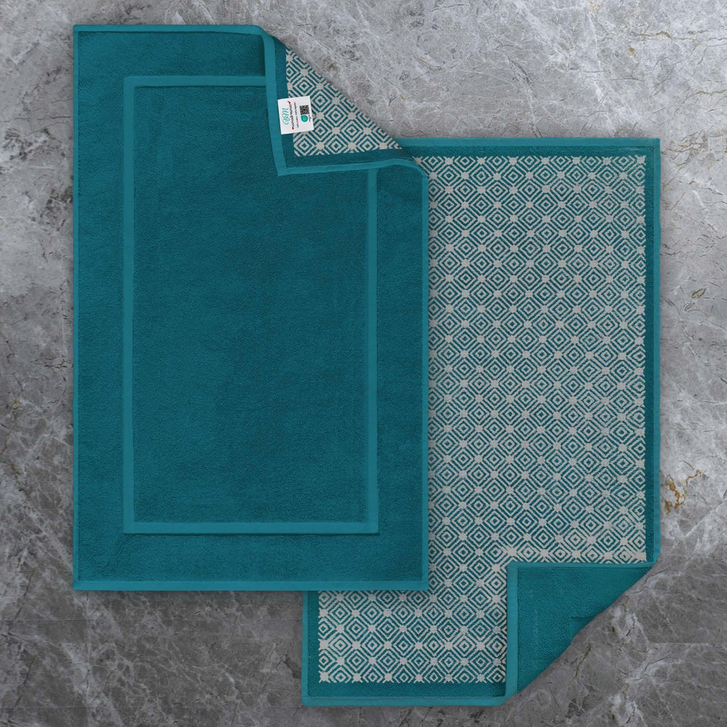 VOOVA & MOVAS White Hotel-Grade Quality Cotton Bath Mats Set of 2 - Non Slip Design, Thick 1000gsm, Absorbent, Machine Washable, Large 22"x35" Bathroom Floor Towels, Safe for Bath Floors