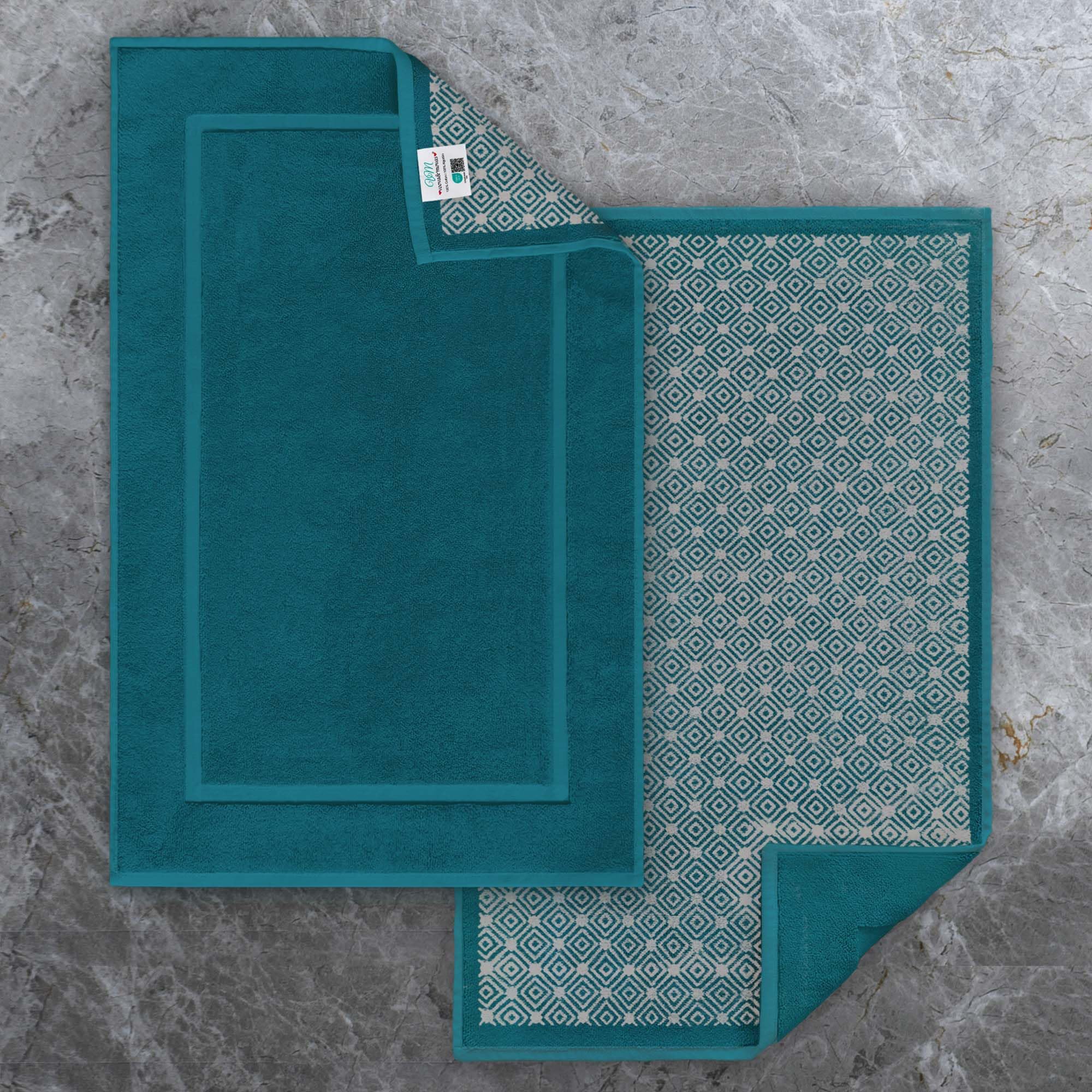 VOOVA & MOVAS White Hotel-Grade Quality Cotton Bath Mats Set of 2 - Non Slip Design, Thick 1000gsm, Absorbent, Machine Washable, Large 22"x35" Bathroom Floor Towels, Safe for Bath Floors