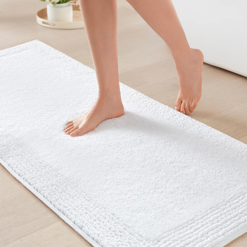 Madison Park Splendor Reversible 100% Cotton Tufted Bathroom Rug-3000 GSM Hotel Quality Luxurious Plush Medium Pile Bath Mat Absorbent, Quick Dry, Shower Room Décor, 21x34, Natural