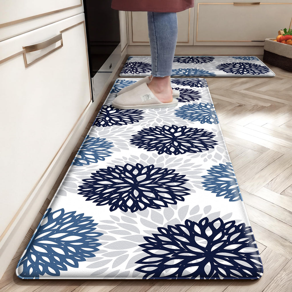 Kitchen Mats Set of 2 Cushioned Anti Fatigue Kitchen Rugs Non Slip Waterproof Kitchen Runner Memory Foam Kitchen Floor Mat Comfort Standing Mat for Sink,Office,Laundry