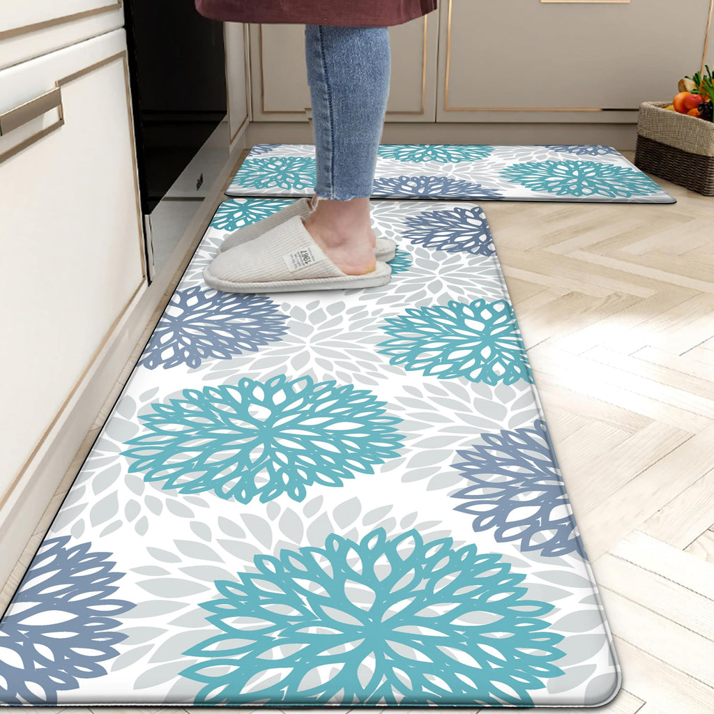 Kitchen Mats Set of 2 Cushioned Anti Fatigue Kitchen Rugs Non Slip Waterproof Kitchen Runner Memory Foam Kitchen Floor Mat Comfort Standing Mat for Sink,Office,Laundry