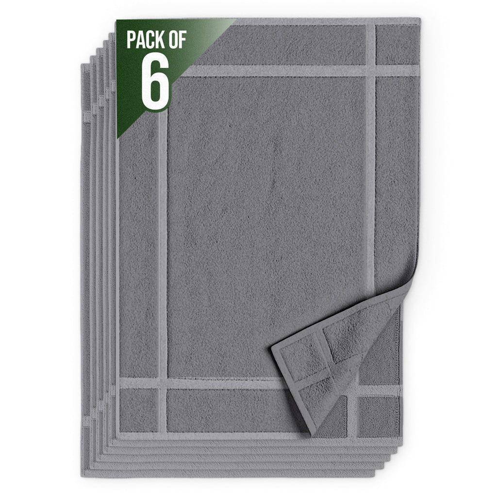 Pearl Linens Pack of 6 100% Cotton Bath Mat Towels, 20x30 inches, Soft & Absorbent Floor Towels for Bathroom, Not Bathroom Rugs, After Shower Mat, 687 GSM, Machine Washable, Airbnb Essentials, White