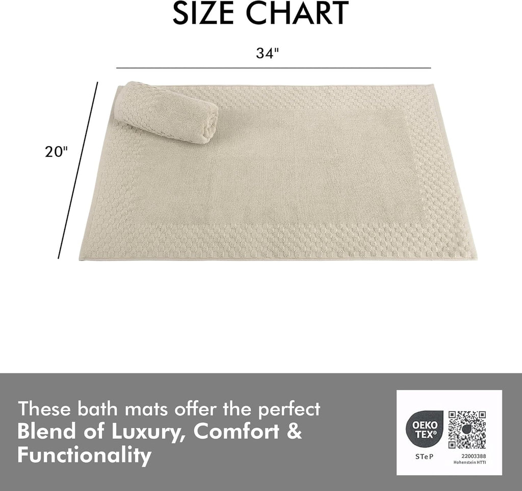 Classic Turkish Towels CTT - 2 Piece Bathroom Rugs Set, 100% Cotton Bath Mats, Non-Slip, Comfy & Highly Absorbent Bathroom Floor Mats, Machine Washable | 20"x34" (Almond)