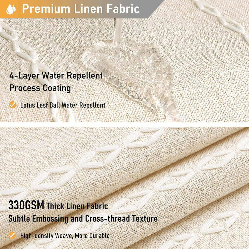 BTTN Boho Farmhouse Shower Curtain, Linen Rustic Weighted Striped Cloth Shower Curtain Set with Tassel, Water Repellent, Bohemian Vintage Country Fabric Shower Curtain for Bathroom, Cream/Beige, 72x72