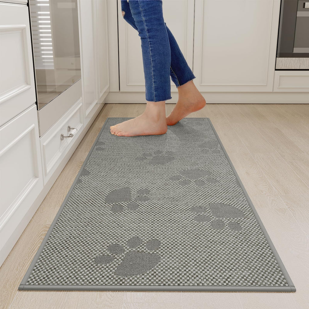 YDKGL Kitchen Mat Set of 2 PCS, Cushioned Non Slip Rugs for Kitchen Floor, Absorbent Runner Comfort Standing Mats Washable for Kitchen, Office, Home Red 17x30+17x59