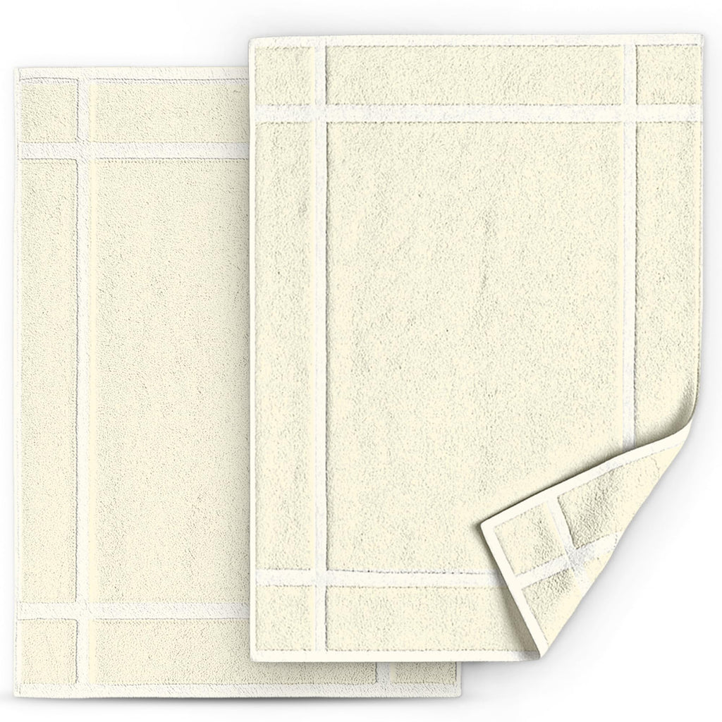 Pearl Linens Pack of 6 100% Cotton Bath Mat Towels, 20x30 inches, Soft & Absorbent Floor Towels for Bathroom, Not Bathroom Rugs, After Shower Mat, 687 GSM, Machine Washable, Airbnb Essentials, White