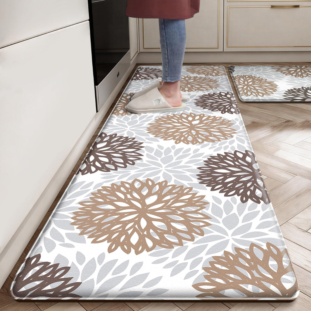 Kitchen Mats Set of 2 Cushioned Anti Fatigue Kitchen Rugs Non Slip Waterproof Kitchen Runner Memory Foam Kitchen Floor Mat Comfort Standing Mat for Sink,Office,Laundry