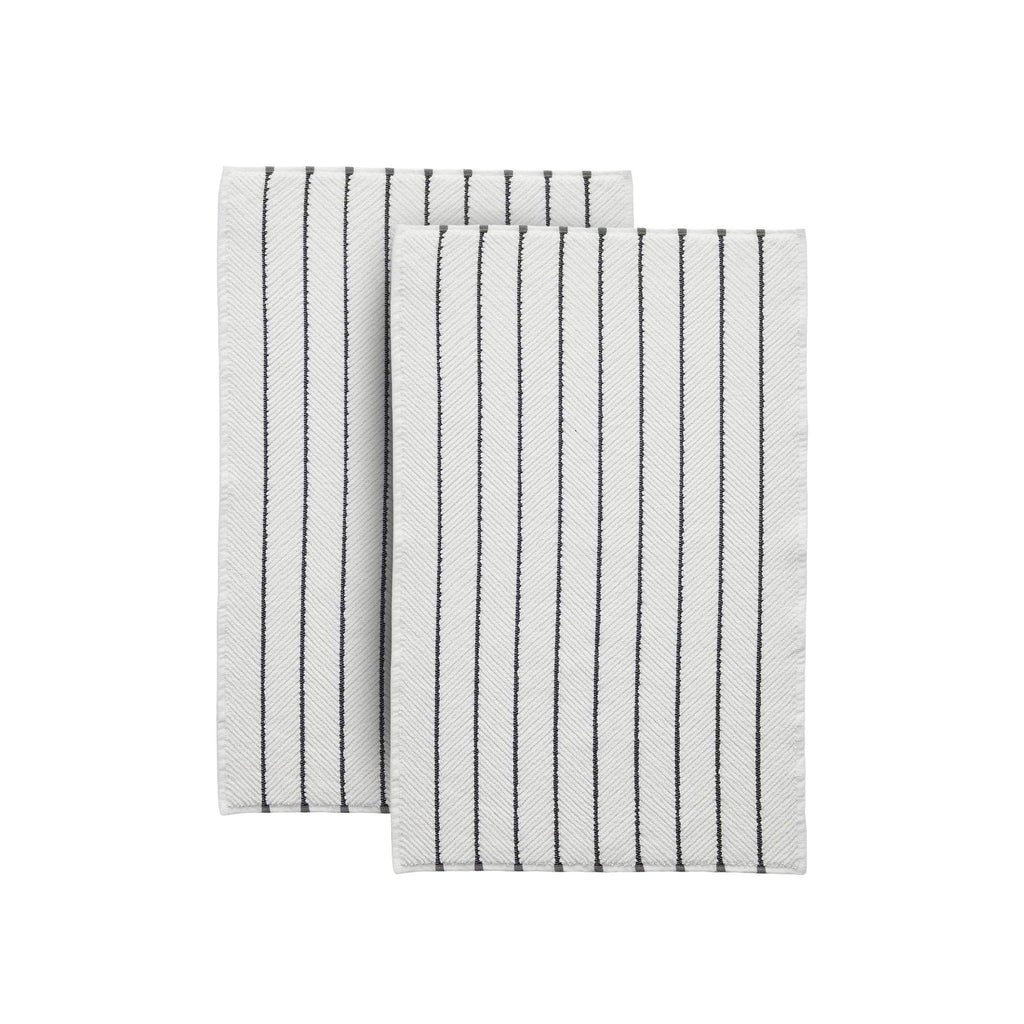 Herringbone Bath Mat Set of 2, Turkish Cotton Tencel Blend, Absorbent Quick Dry, 20x32 Inch, Oeko-TEX Certified, Made in Turkey