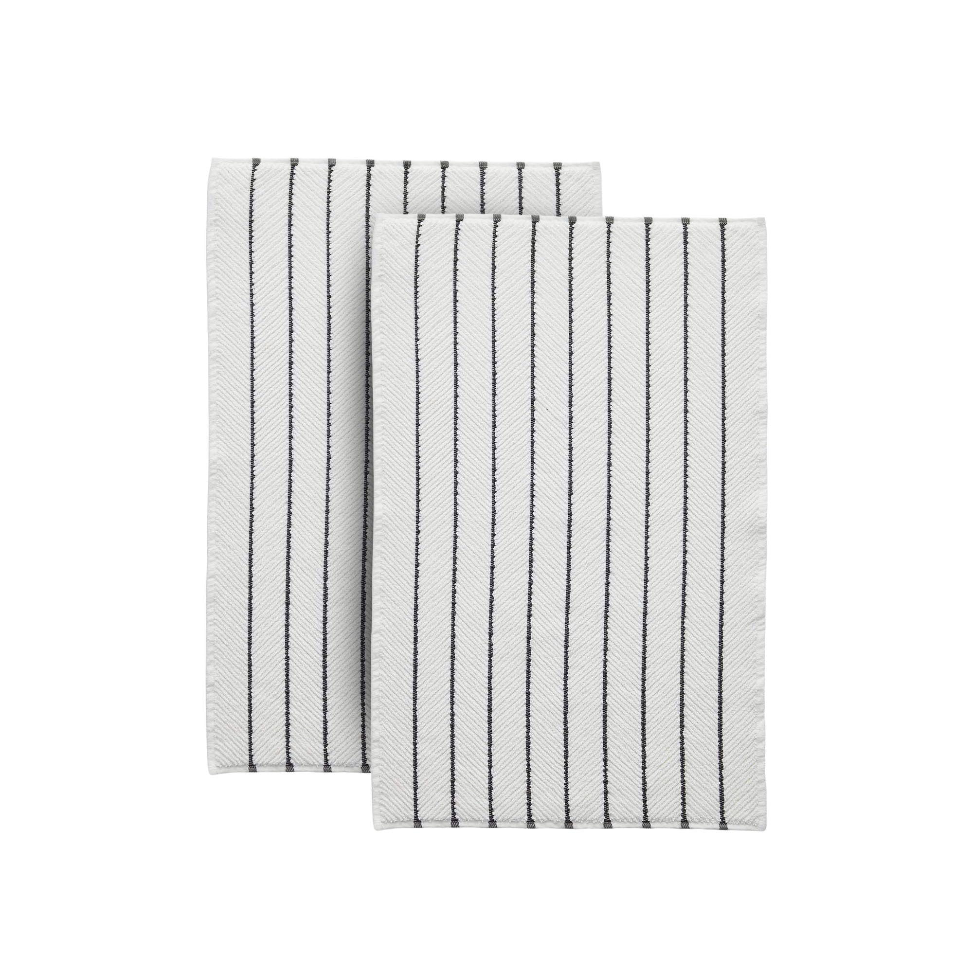 Herringbone Bath Mat Set of 2, Turkish Cotton Tencel Blend, Absorbent Quick Dry, 20x32 Inch, Oeko-TEX Certified, Made in Turkey
