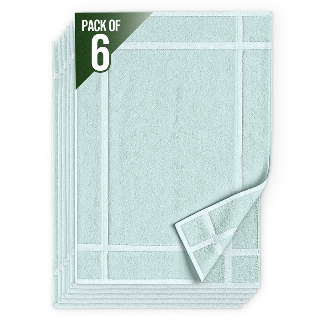 Pearl Linens Pack of 6 100% Cotton Bath Mat Towels, 20x30 inches, Soft & Absorbent Floor Towels for Bathroom, Not Bathroom Rugs, After Shower Mat, 687 GSM, Machine Washable, Airbnb Essentials, White
