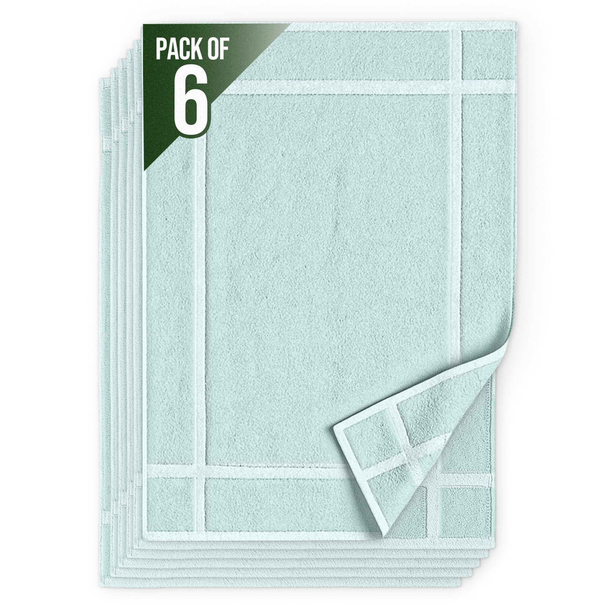 Pearl Linens Pack of 6 100% Cotton Bath Mat Towels, 20x30 inches, Soft & Absorbent Floor Towels for Bathroom, Not Bathroom Rugs, After Shower Mat, 687 GSM, Machine Washable, Airbnb Essentials, White