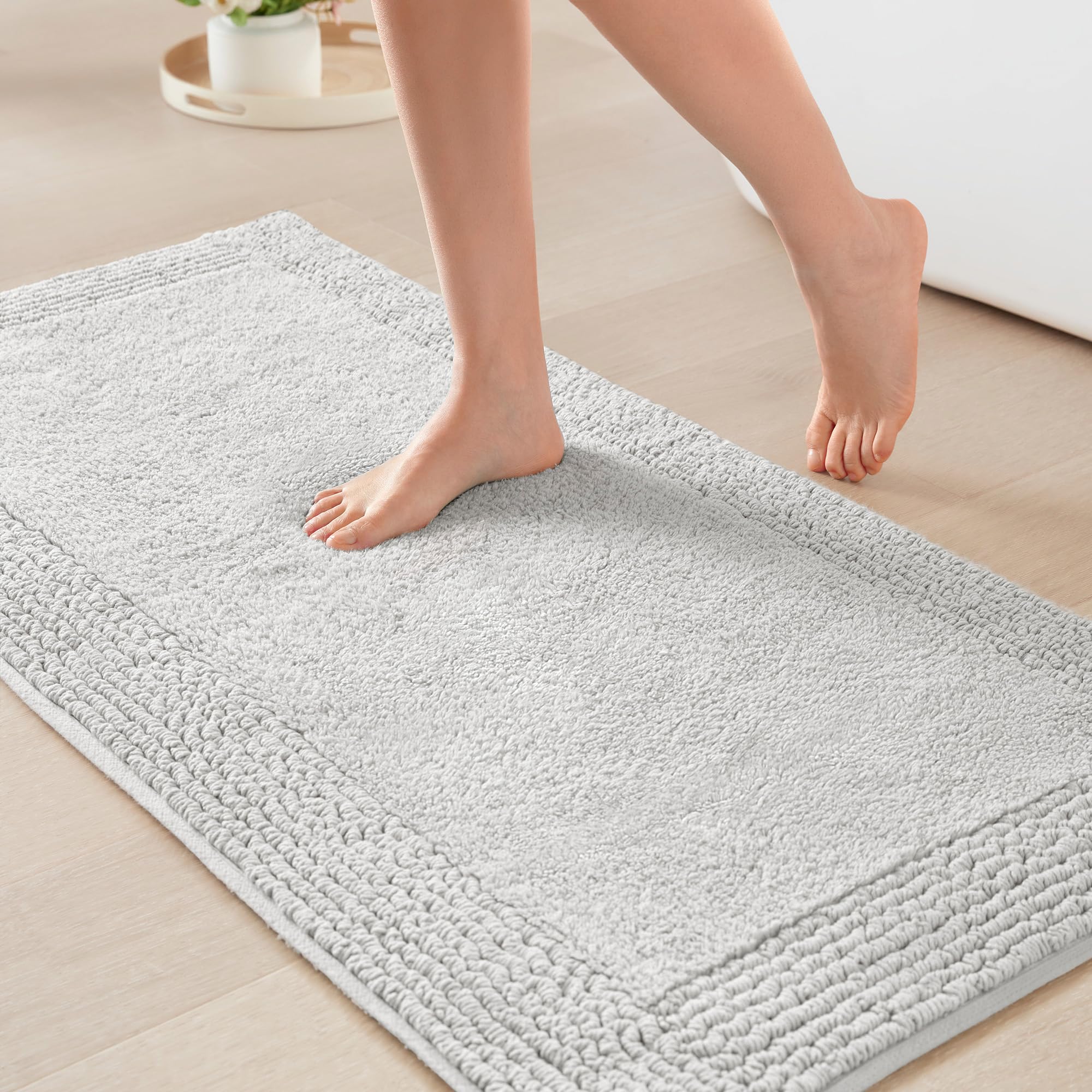Madison Park Splendor Reversible 100% Cotton Tufted Bathroom Rug-3000 GSM Hotel Quality Luxurious Plush Medium Pile Bath Mat Absorbent, Quick Dry, Shower Room Décor, 21x34, Natural