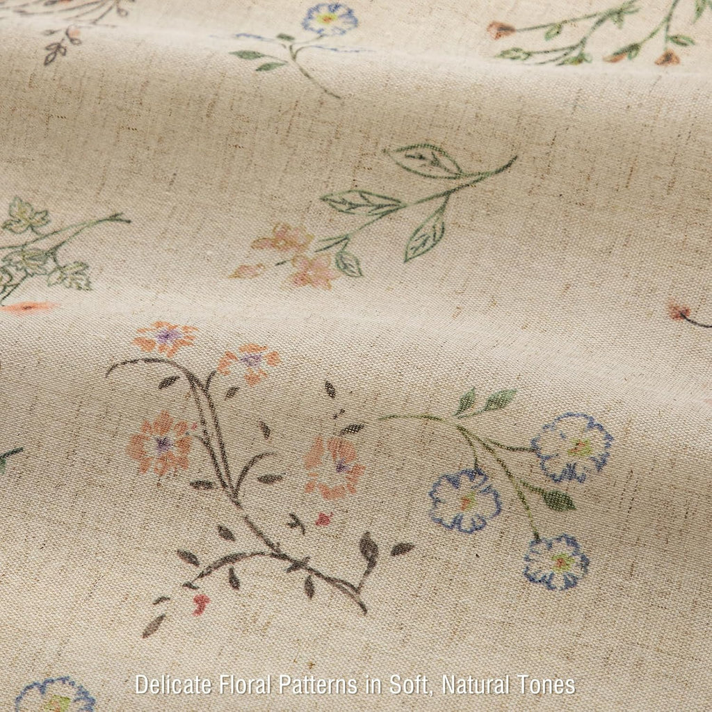 Floral Farmhouse Vintage Linen Shower Curtain, French Country Spring Shower Curtains for Bathroom, 72Wx72H