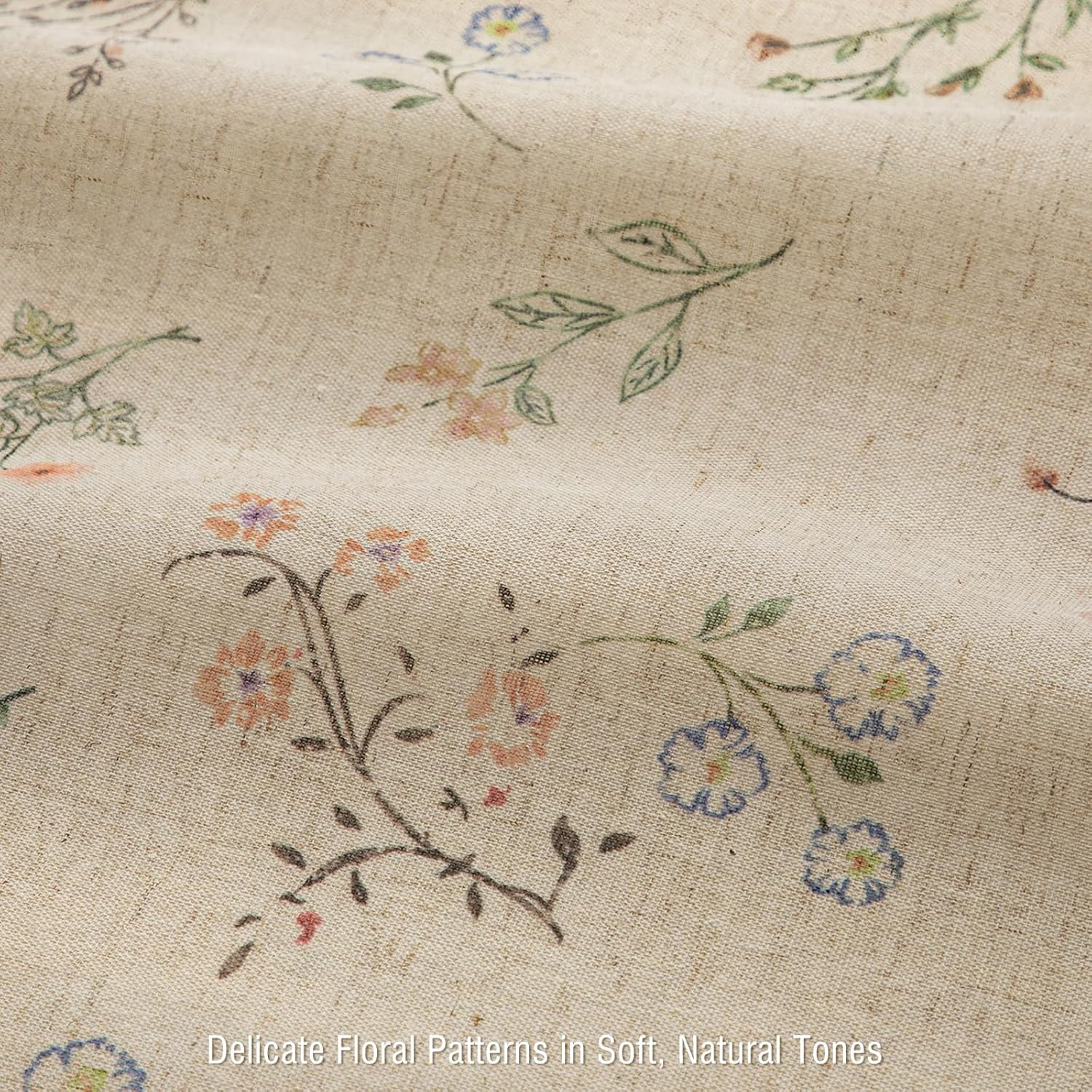 Floral Farmhouse Vintage Linen Shower Curtain, French Country Spring Shower Curtains for Bathroom, 72Wx72H