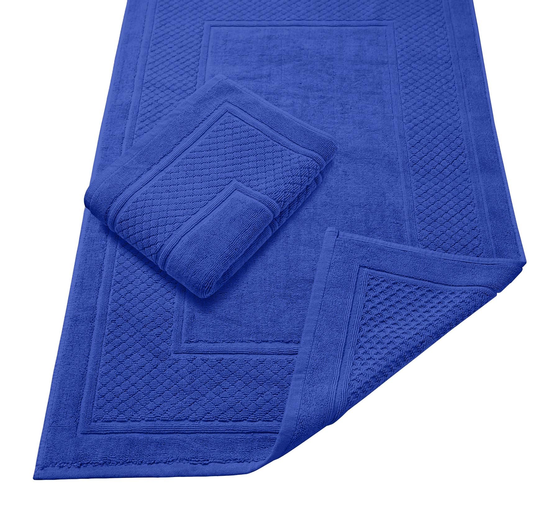 Avalon Towels Grey Bath Mat - 100% Cotton Set of 2 Absorbent Bathmat - Bathroom Mats Quick Dry Bath Mats for Bathrooms (22x34 Inches)