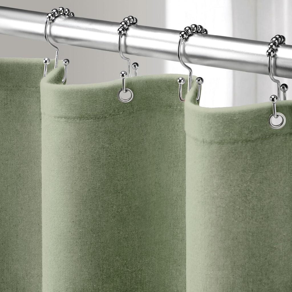 Linen Shower Curtain Beige, Fabric Boho Farmhouse Shower Curtains for Bathroom Cream Cotton Natural Cloth 72" W x 72" L