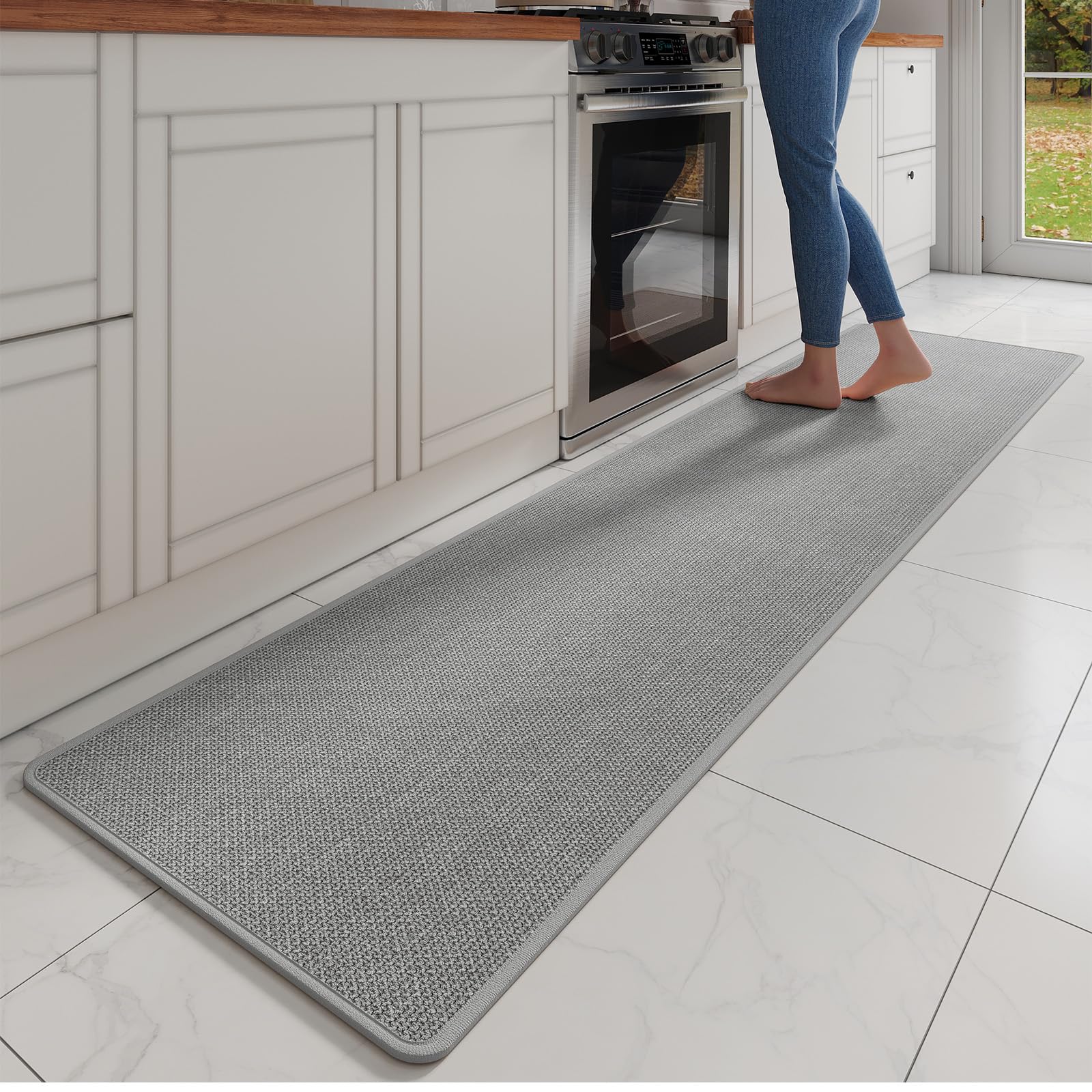 YDKGL Kitchen Mat Set of 2 PCS, Cushioned Non Slip Rugs for Kitchen Floor, Absorbent Runner Comfort Standing Mats Washable for Kitchen, Office, Home Red 17x30+17x59