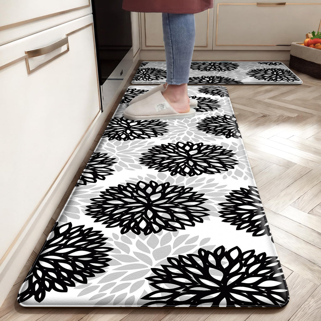 Kitchen Mats Set of 2 Cushioned Anti Fatigue Kitchen Rugs Non Slip Waterproof Kitchen Runner Memory Foam Kitchen Floor Mat Comfort Standing Mat for Sink,Office,Laundry