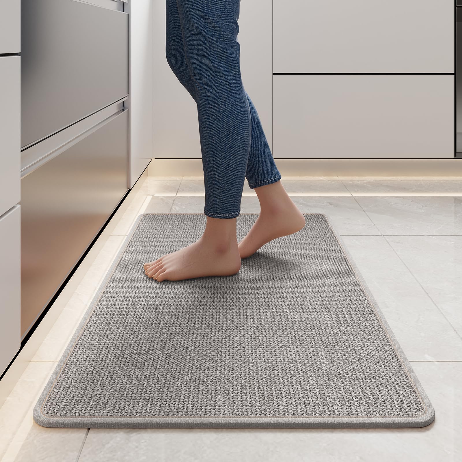 YDKGL Kitchen Mat Set of 2 PCS, Cushioned Non Slip Rugs for Kitchen Floor, Absorbent Runner Comfort Standing Mats Washable for Kitchen, Office, Home Red 17x30+17x59