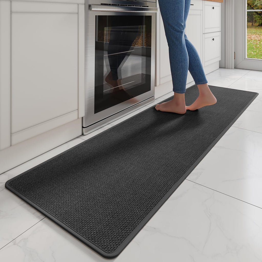 YDKGL Kitchen Mat Set of 2 PCS, Cushioned Non Slip Rugs for Kitchen Floor, Absorbent Runner Comfort Standing Mats Washable for Kitchen, Office, Home Red 17x30+17x59