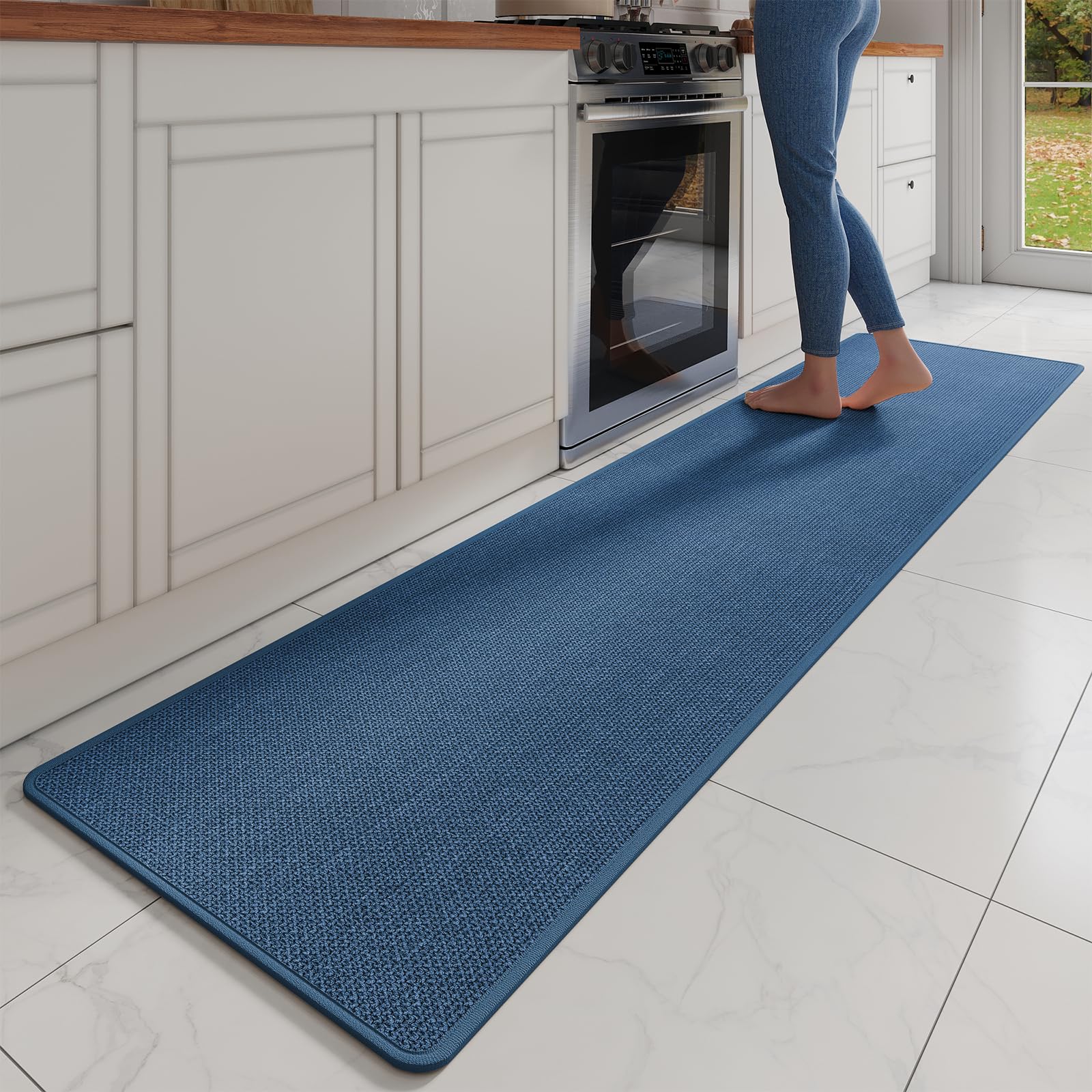YDKGL Kitchen Mat Set of 2 PCS, Cushioned Non Slip Rugs for Kitchen Floor, Absorbent Runner Comfort Standing Mats Washable for Kitchen, Office, Home Red 17x30+17x59