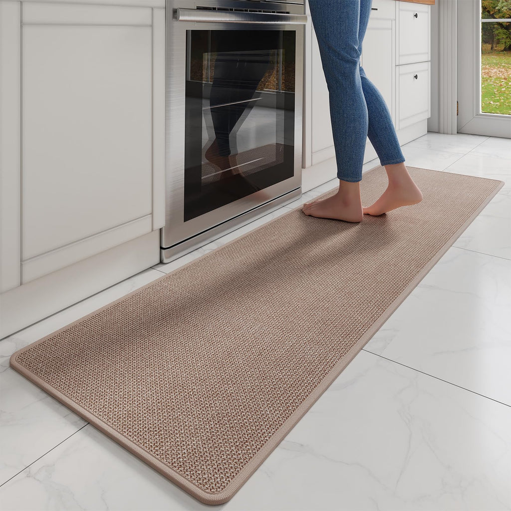 YDKGL Kitchen Mat Set of 2 PCS, Cushioned Non Slip Rugs for Kitchen Floor, Absorbent Runner Comfort Standing Mats Washable for Kitchen, Office, Home Red 17x30+17x59