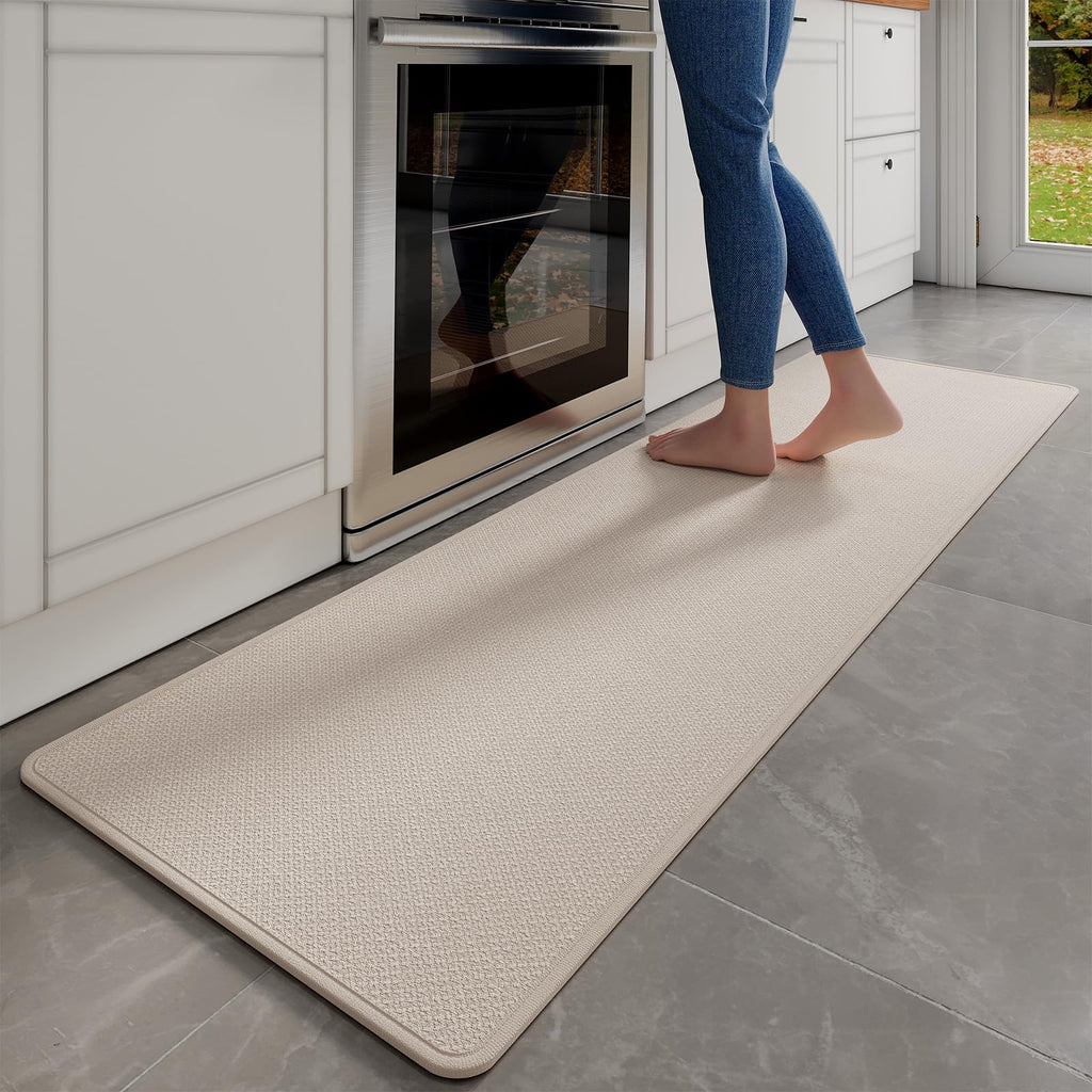 YDKGL Kitchen Mat Set of 2 PCS, Cushioned Non Slip Rugs for Kitchen Floor, Absorbent Runner Comfort Standing Mats Washable for Kitchen, Office, Home Red 17x30+17x59