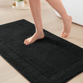 21"×34" White Reversible Tufted Cotton Bath Rug, 3000GSM Absorbent Quick Dry Bathroom Mat
