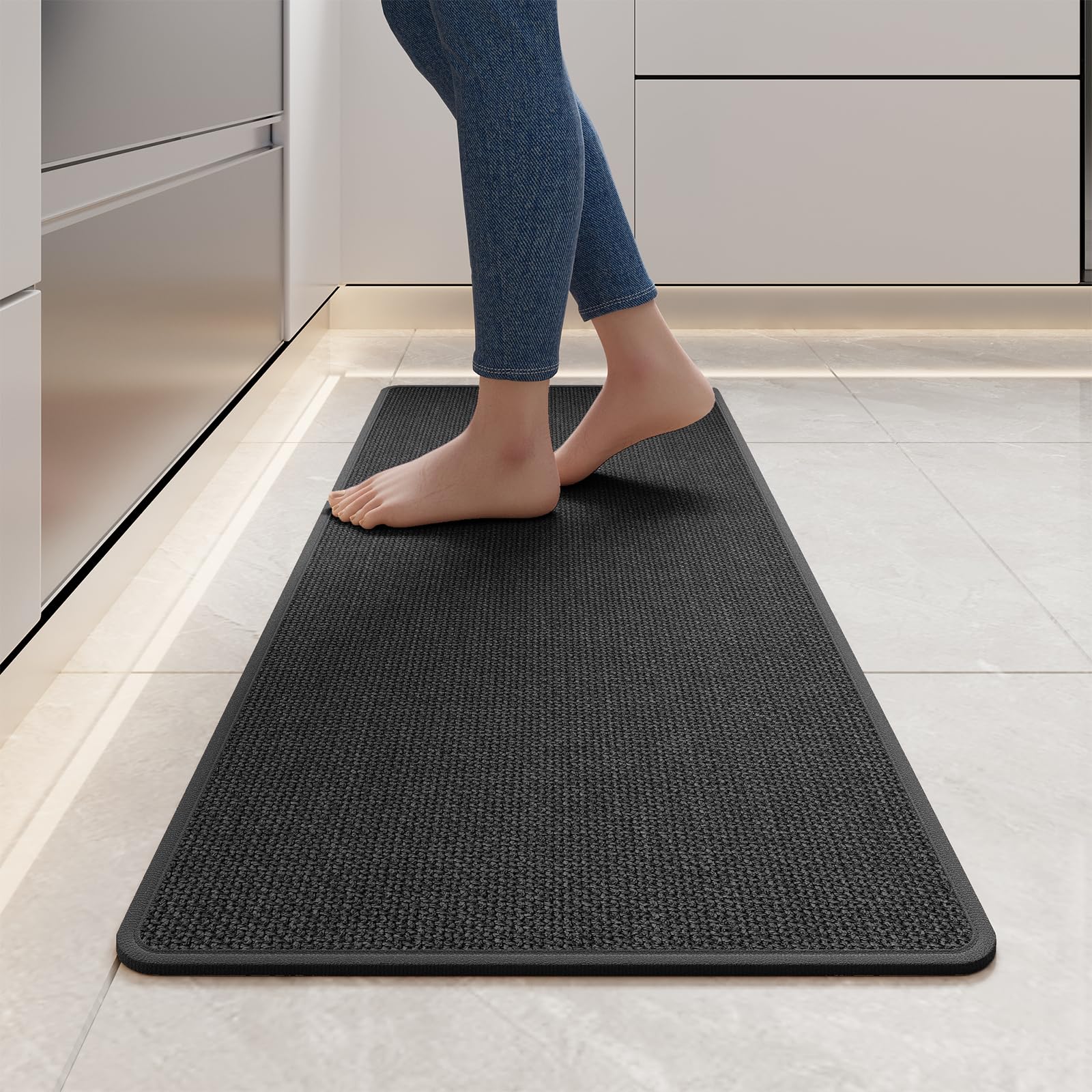 YDKGL Kitchen Mat Set of 2 PCS, Cushioned Non Slip Rugs for Kitchen Floor, Absorbent Runner Comfort Standing Mats Washable for Kitchen, Office, Home Red 17x30+17x59