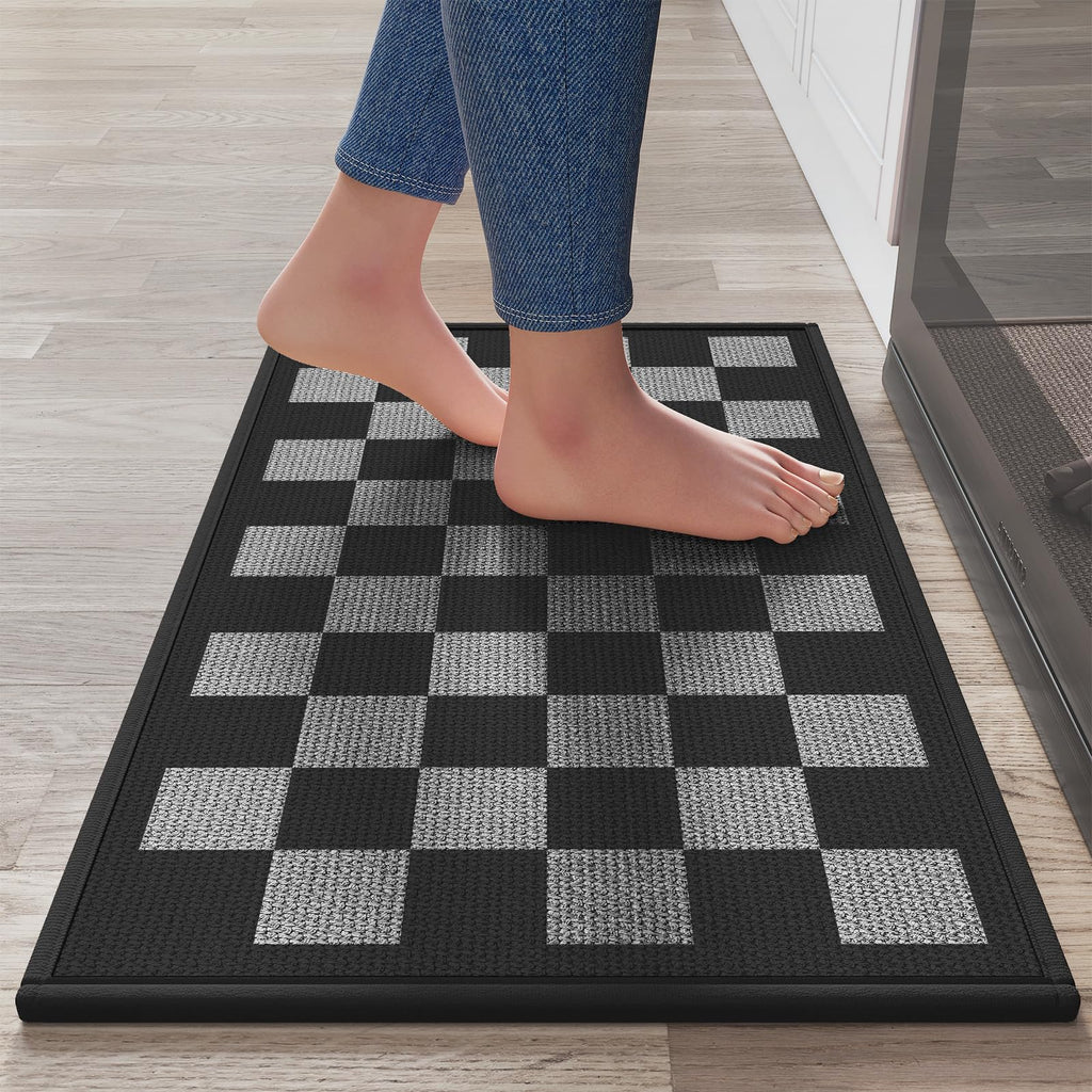 YDKGL Kitchen Mat Set of 2 PCS, Cushioned Non Slip Rugs for Kitchen Floor, Absorbent Runner Comfort Standing Mats Washable for Kitchen, Office, Home Red 17x30+17x59