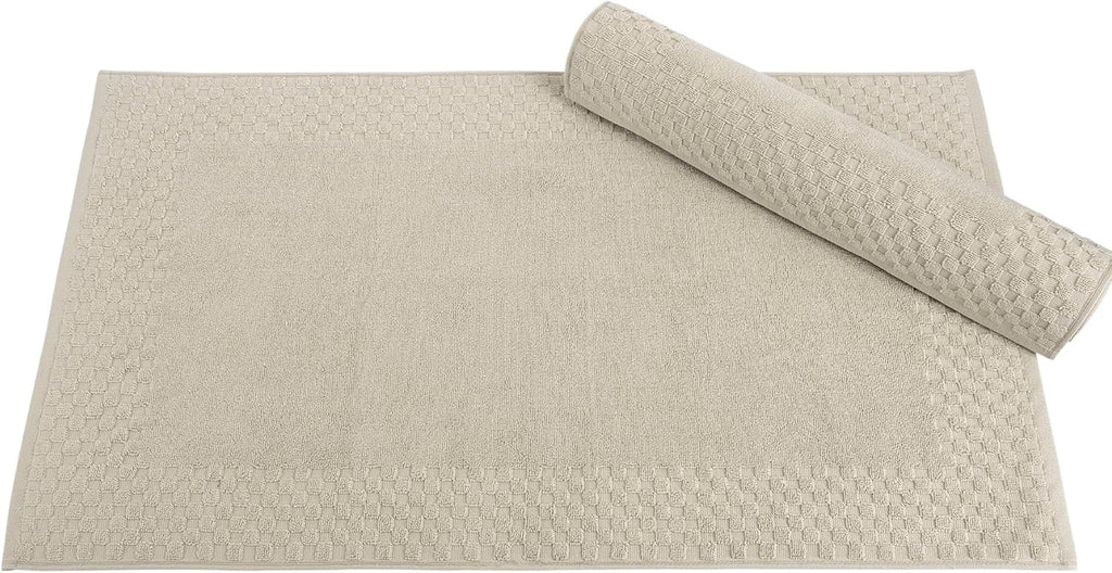 Classic Turkish Towels CTT - 2 Piece Bathroom Rugs Set, 100% Cotton Bath Mats, Non-Slip, Comfy & Highly Absorbent Bathroom Floor Mats, Machine Washable | 20"x34" (Almond)