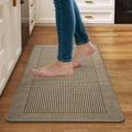 Kitchen Rugs Set of 2,Kitchen Mats for Floor, Runner Rugs Non Slip Washable Absorbent Kitchen Floor Mat, Braided Kitchen Sink Rug, 17''x30''+17''x47'' Brown