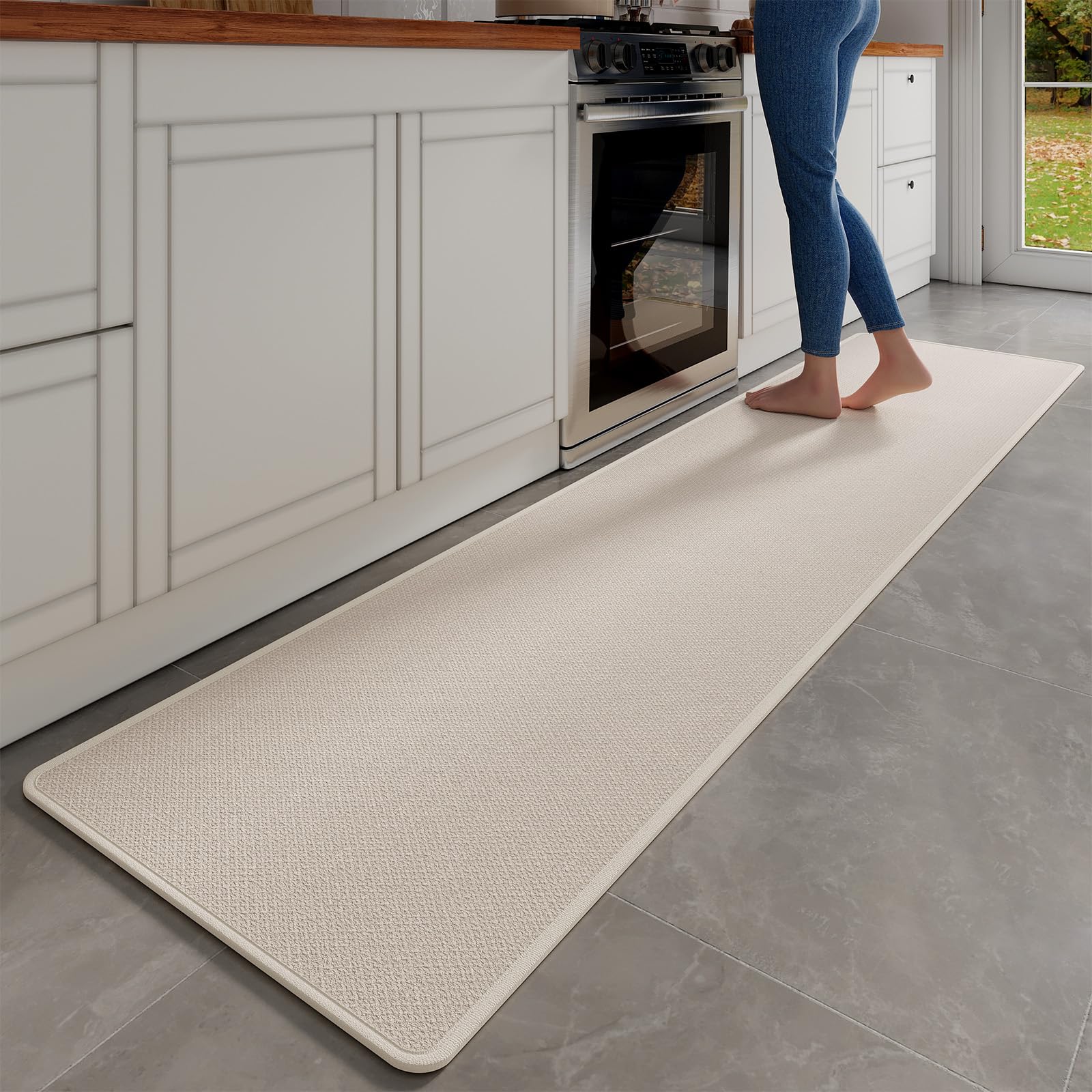 YDKGL Kitchen Mat Set of 2 PCS, Cushioned Non Slip Rugs for Kitchen Floor, Absorbent Runner Comfort Standing Mats Washable for Kitchen, Office, Home Red 17x30+17x59