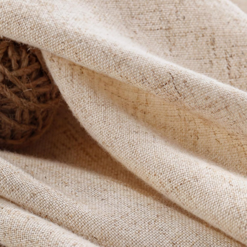 Beige Linen Farmhouse Ruffle Shower Curtain 72"×72", Rustic Boho Country Bathroom Fabric Curtain