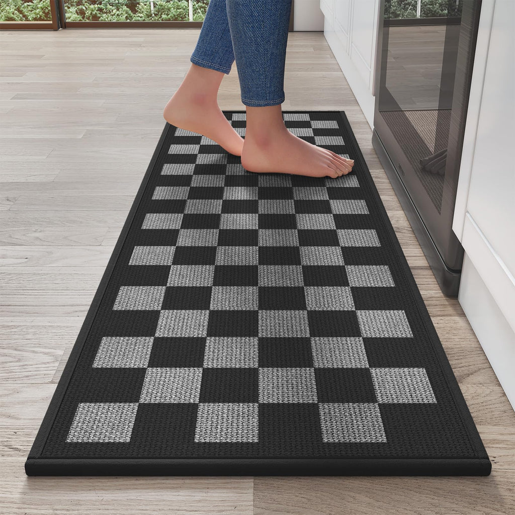 YDKGL Kitchen Mat Set of 2 PCS, Cushioned Non Slip Rugs for Kitchen Floor, Absorbent Runner Comfort Standing Mats Washable for Kitchen, Office, Home Red 17x30+17x59