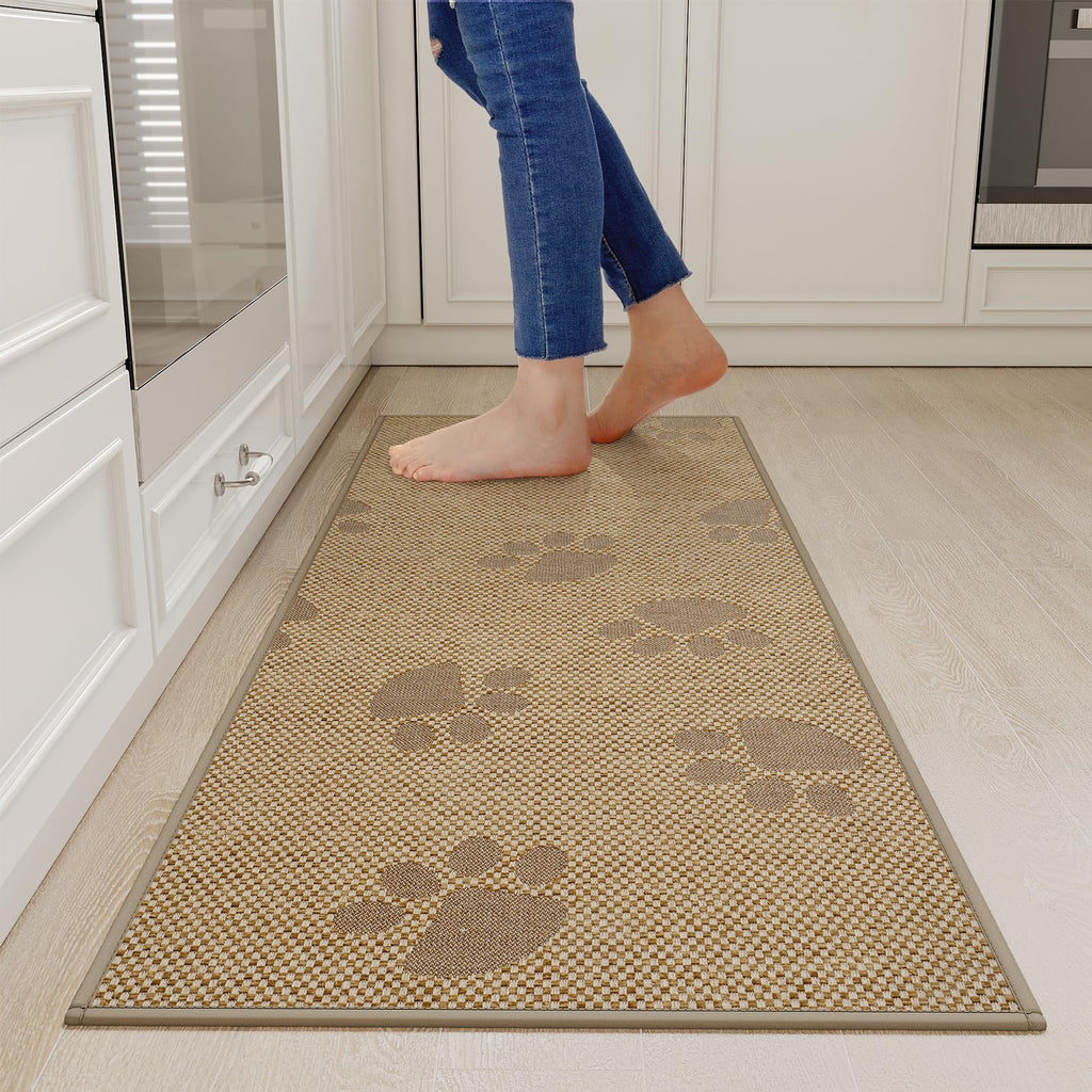 YDKGL Kitchen Mat Set of 2 PCS, Cushioned Non Slip Rugs for Kitchen Floor, Absorbent Runner Comfort Standing Mats Washable for Kitchen, Office, Home Red 17x30+17x59